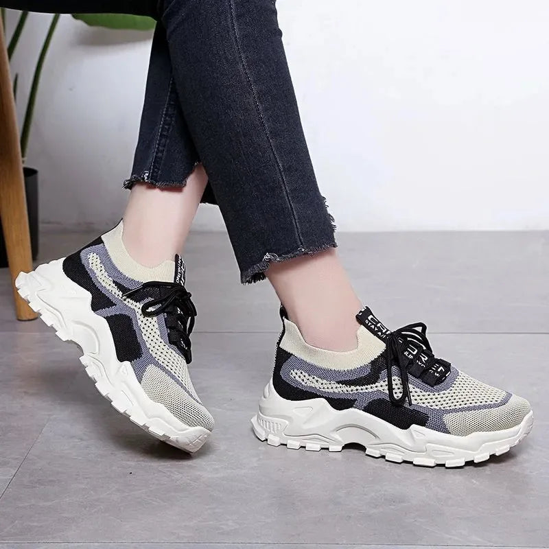 2023 Women's Green Platform Sneakers – Casual Chunky Trainers for Ladies
