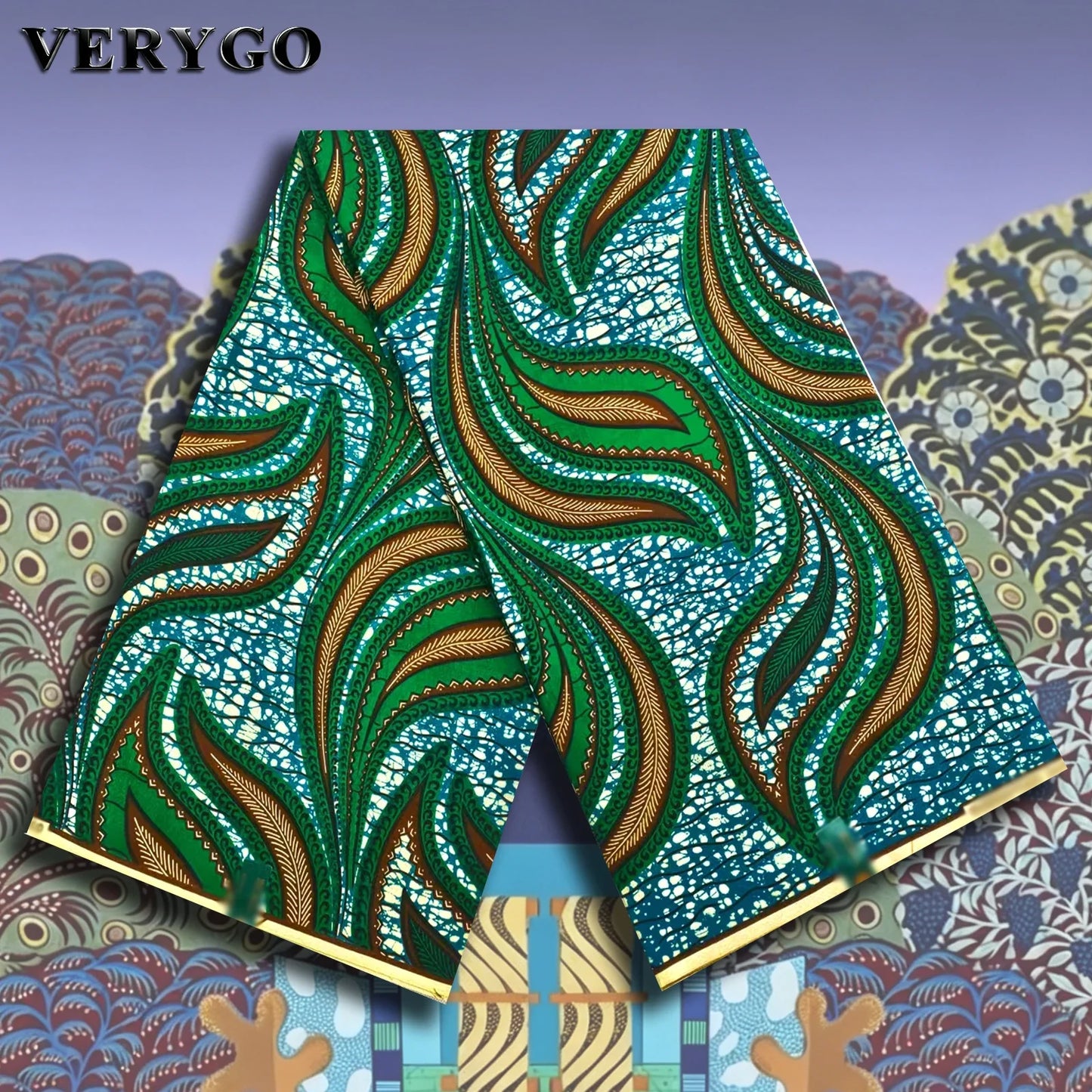 Hollandais African Wax Fabric - 6 Yards 100% Cotton Ankara Fabric for Nigerian Wedding & Bridal Dresses