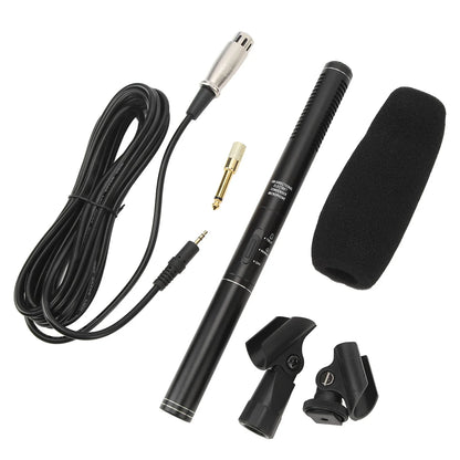 Professional XLR Shotgun Condenser Microphone - Cardioid Mini Interview Mic for TV News, Video Recording & Broadcasting