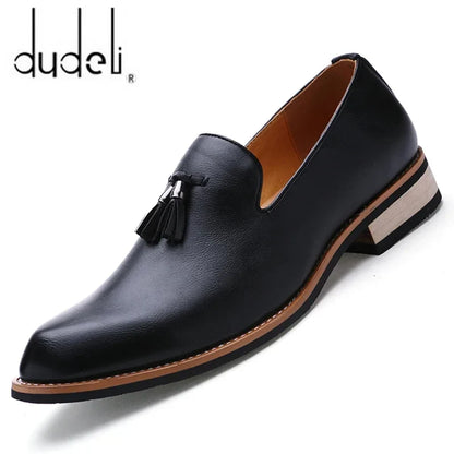 Men’s Italian Leather Slip-On Oxford Shoes - Classic Flat Formal Business & Dress Shoes for Men
