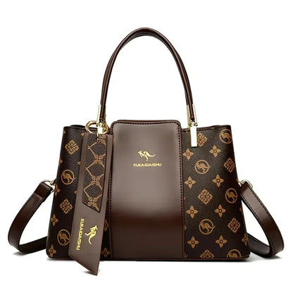 Luxury Fashion Print Women’s Handbag – Large Capacity Soft Leather Shoulder & Crossbody Designer Purse
