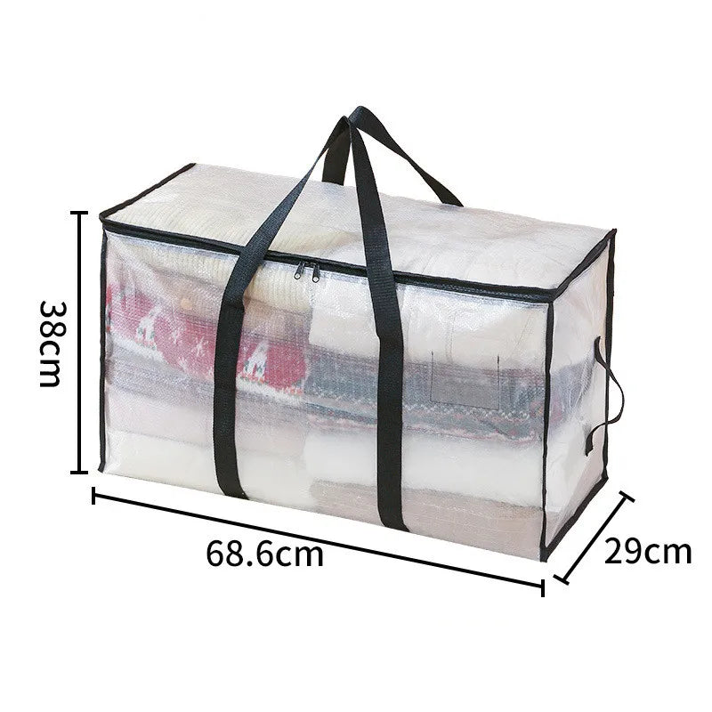 Transparent Storage Bag – Large Capacity Waterproof & Moisture-Proof Cotton Quilt and Clothing Moving Organizer Bag