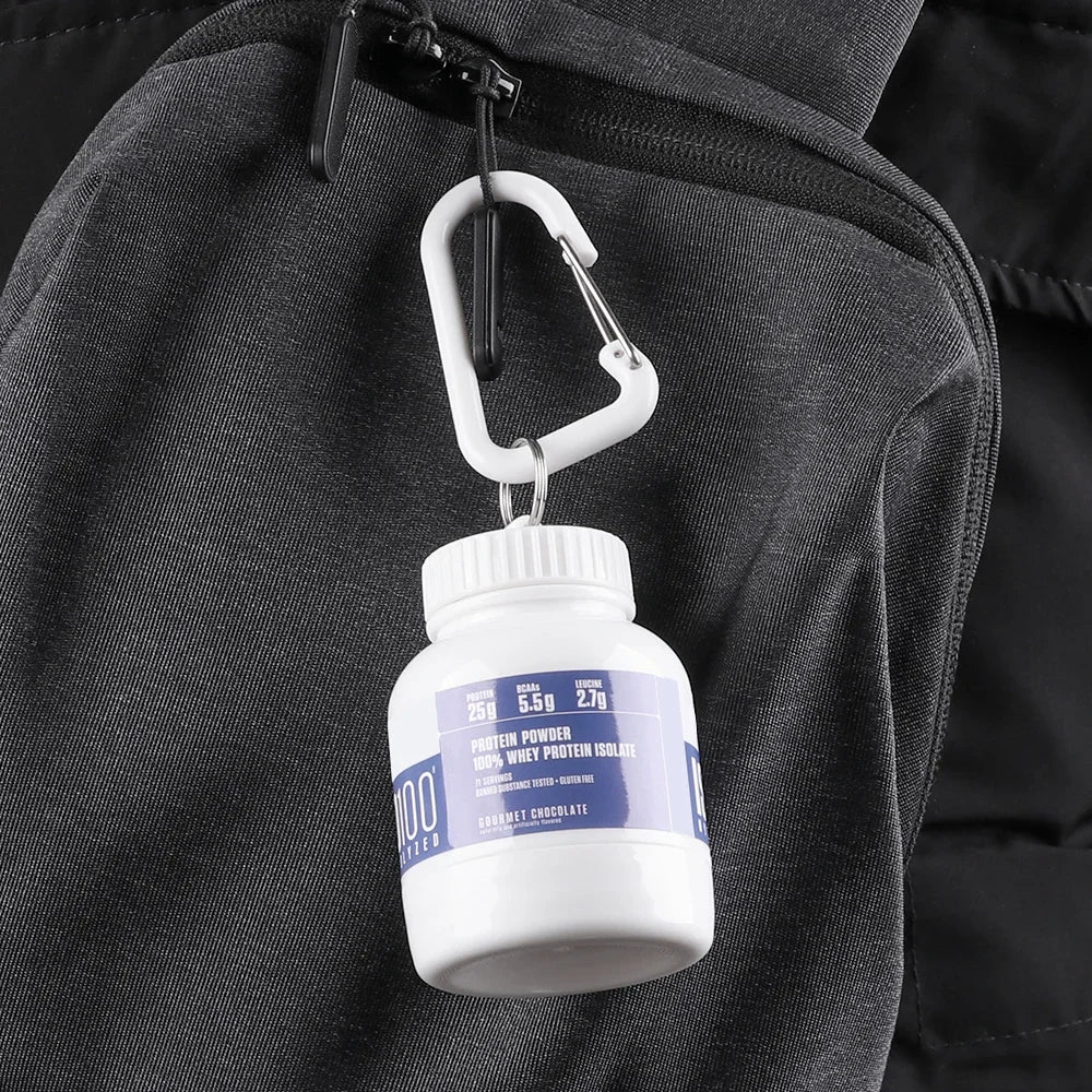 Mini Portable Protein Powder Bottles with Keychain – Travel Funnel, Medicine & Sport Storage Cups
