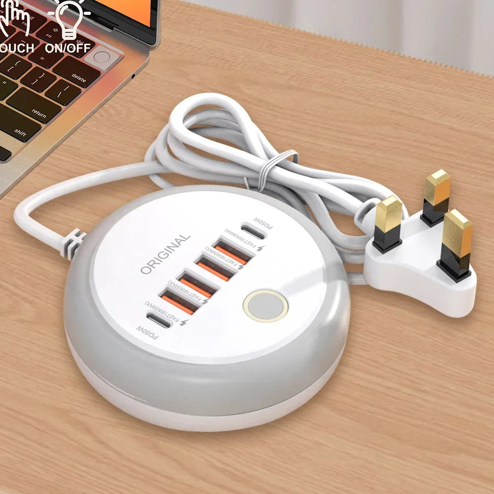 50W USB-C Power Strip Charger - Multi-Port Fast Charging Wall Adapter for iPhone 12/13 & Mobile Devices