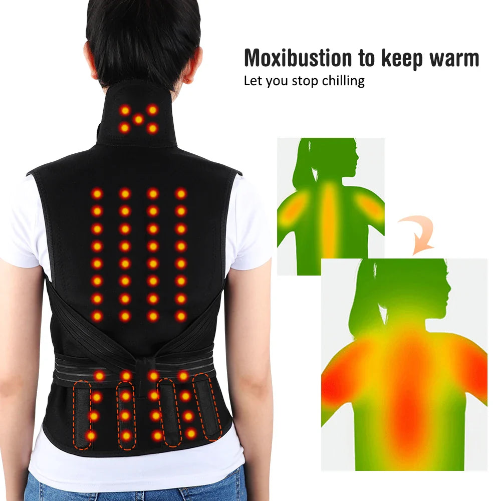 Tourmaline Magnetic Heated Vest — Self-Heating Thermal Waist Brace & Lumbar Support Corset for Posture Correction and Pain Relief