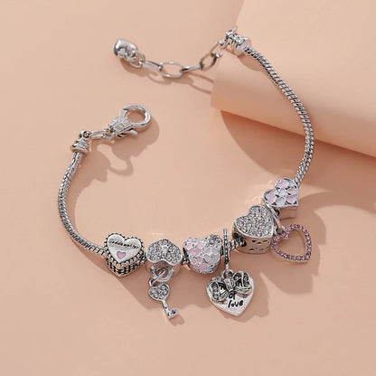Fashion Multi-Element Rose Love Swan Bracelet, Drip Oil Design, Family Jewelry, Daily Dressing & Party Gift -7633