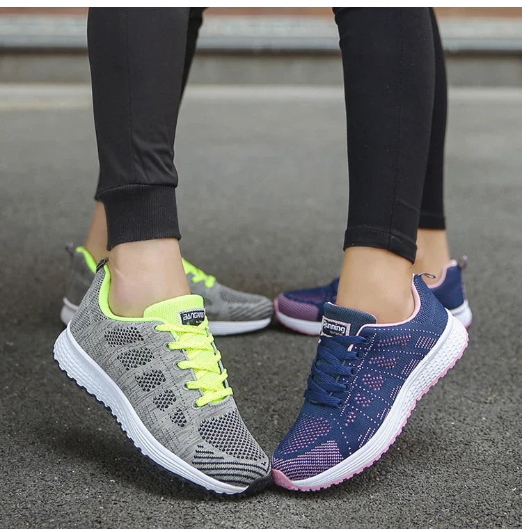 Women's Lightweight Lace-Up Flats – Fashionable Round Toe Nurse Sneakers, Comfortable Walking Shoes, Plus Size Available
