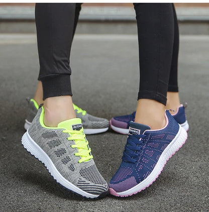 Women's Lightweight Lace-Up Flats – Fashionable Round Toe Nurse Sneakers, Comfortable Walking Shoes, Plus Size Available