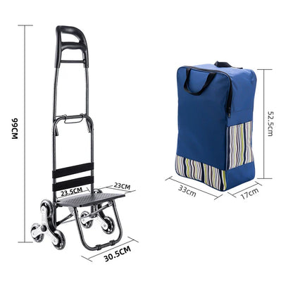 Lightweight Folding Grocery Shopping Trolley – Hand-Pull Stairs Climbing Cart for Household & Outdoor Travel