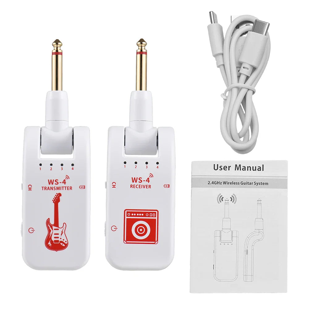 2.4G Wireless Guitar System – Transmitter & Receiver Set for Electric Guitar & Bass, 48K/16bit Real-Time Transmission