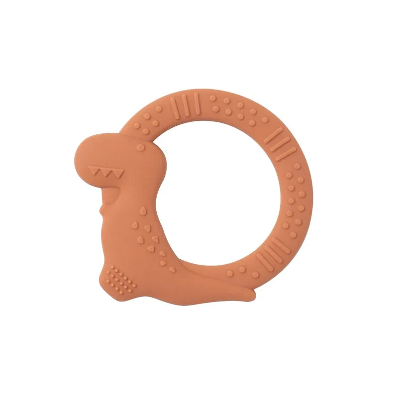 BPA Free Silicone Dinosaur Teether - Baby Molar Stick Chew Toy for Toddlers Infant Teething Relief