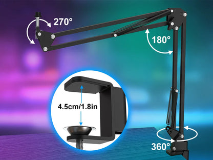 Zealsound RGB USB Condenser Microphone with Articulated Arm & Tripod – Gaming, Podcasting, Streaming, YouTube Recording Mic