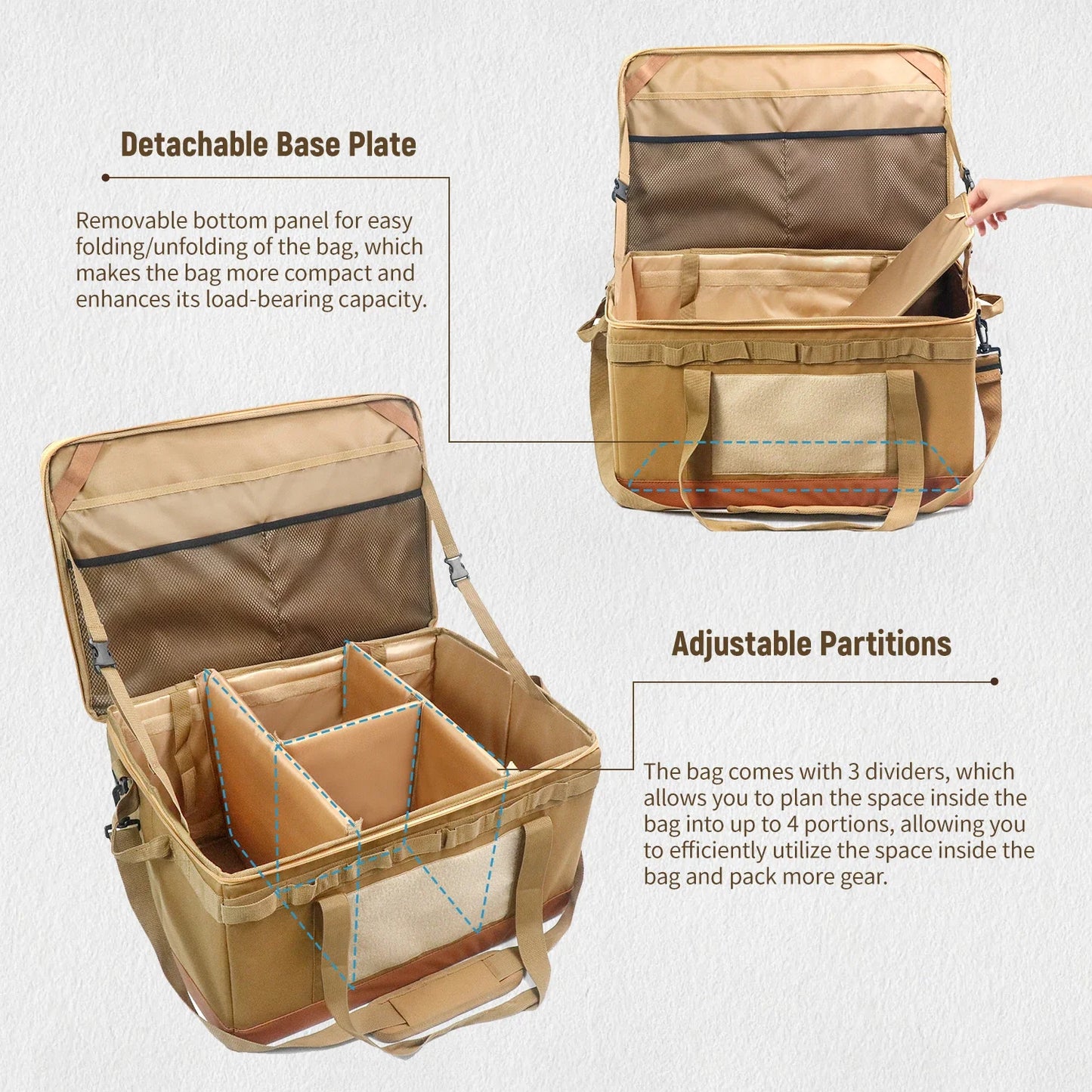 60L Large Camping Storage Bag – Collapsible Cooking Trunk Organizer, Waterproof Oxford Fabric