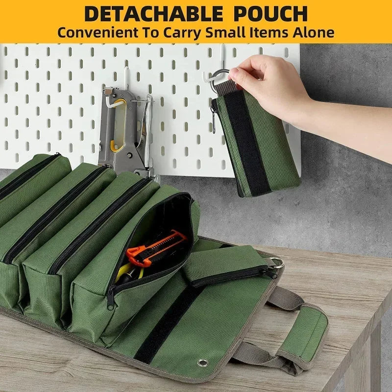 Multi-Purpose Tool Bag - Professional Roll-Up Organizer with Multiple Pockets for Hardware Tools