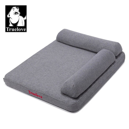 TRUELOVE Memory Foam Pet Bed - Soft Linen Fabric Dog & Cat Bed with Pillow, Removable Washable Cover TLX1211