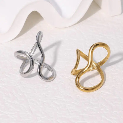 Gold Stainless Steel Rings for Women – Unique, Colorfast Party Jewelry with Exaggerated Charms & Personalized Gift