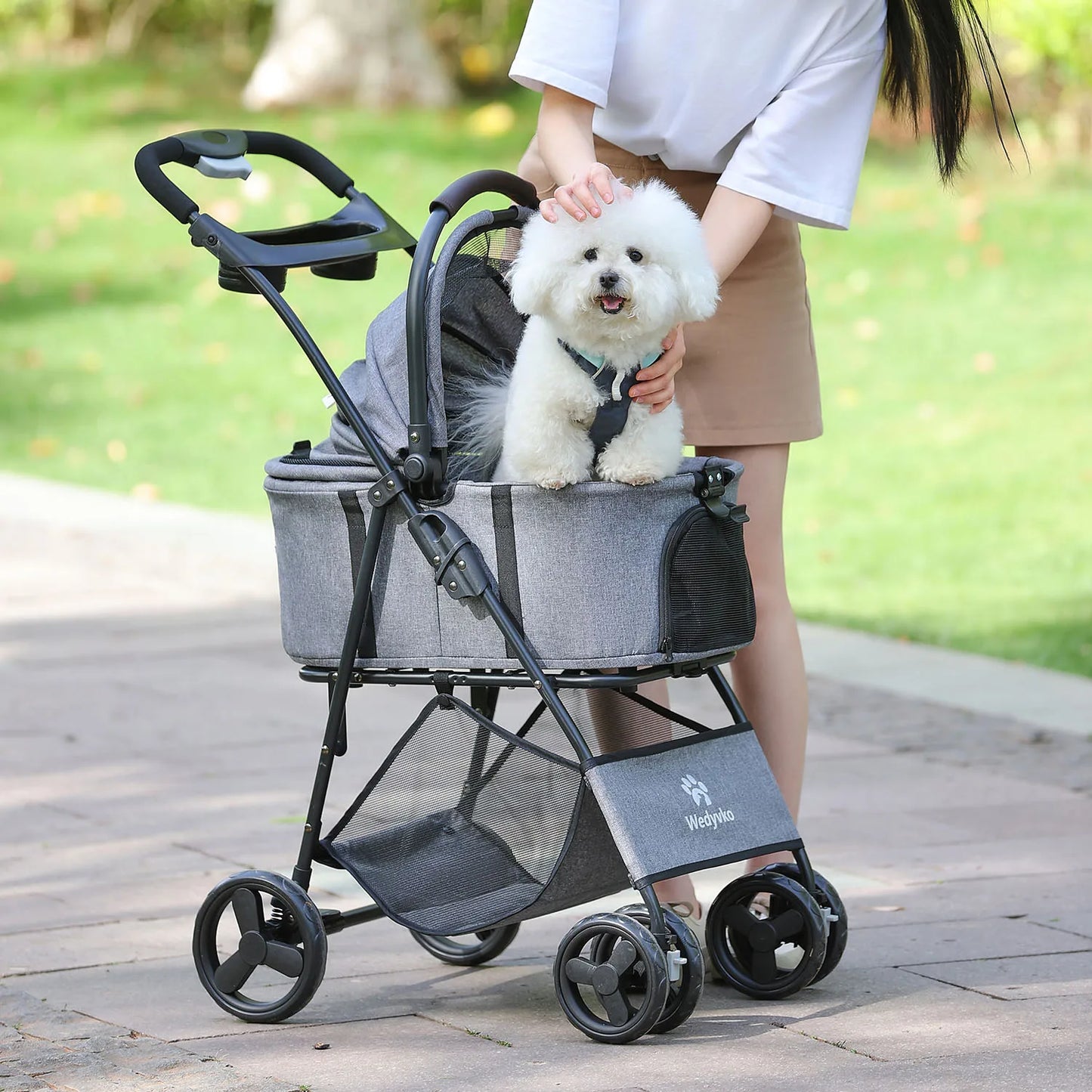 3-in-1 Pet Stroller - Removable Carrier Folding Travel Cart for Small & Medium Dogs and Cats