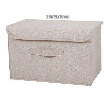 Washable Cotton Linen Folding Storage Box – CD, Toy & Laundry Organizer with Lid