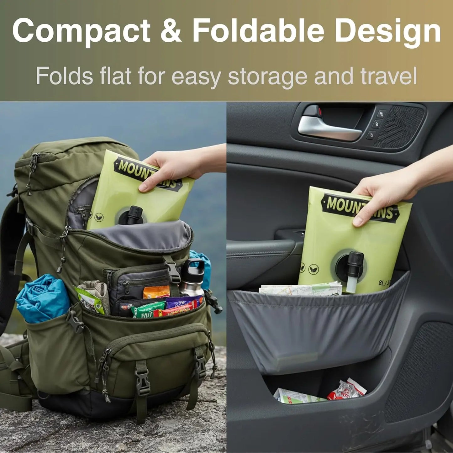 Collapsible Camping Water Container - Reusable Foldable Water Jug with Spout for Hiking & Outdoor Use