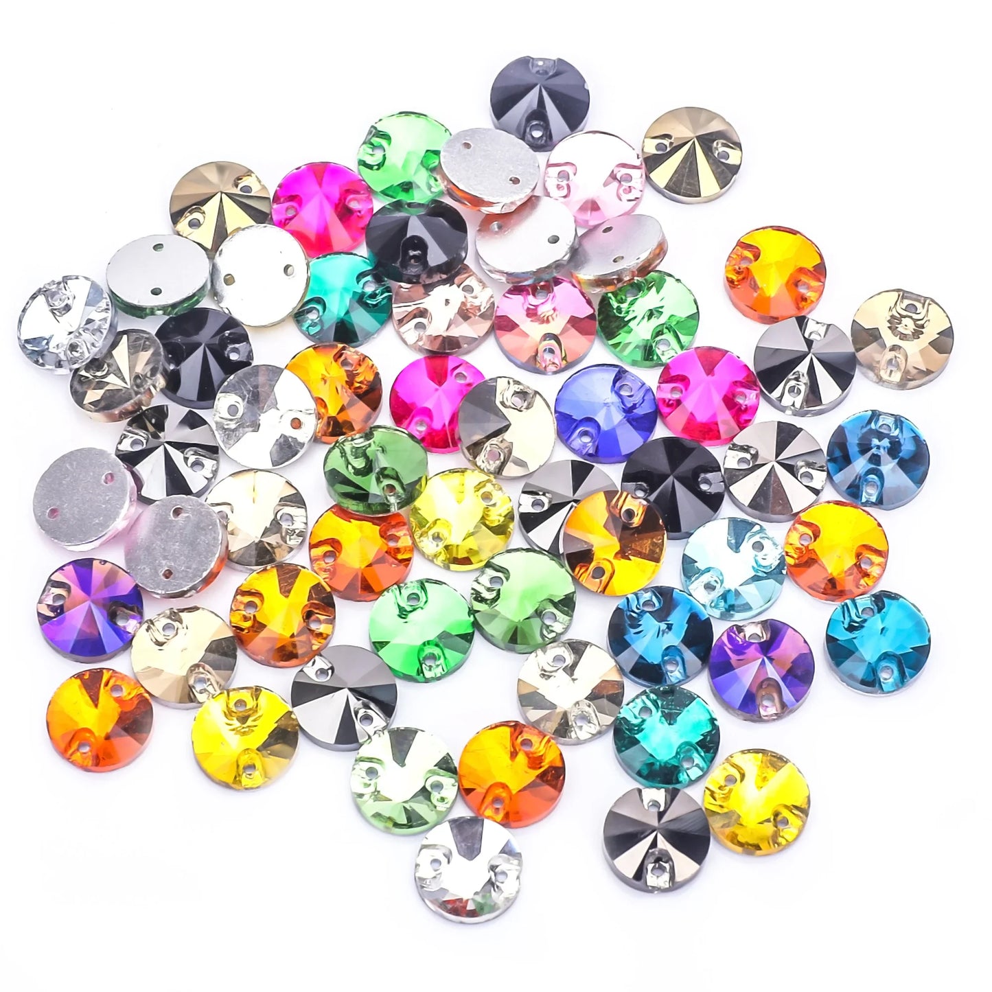 Crystal Rhinestone Flatback Beads - AB Round Shell Gems for DIY Crafts, Clothing & Wedding Decoration