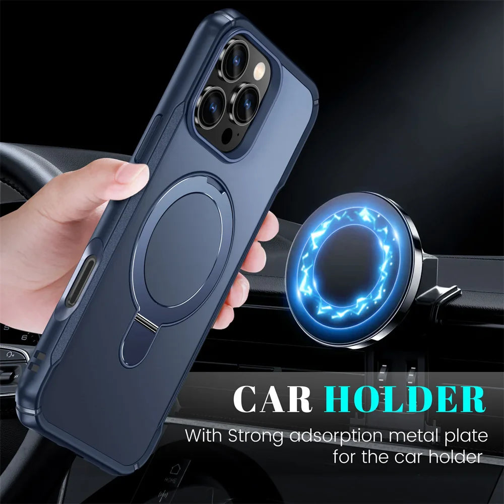 MagSafe Foldable Magnetic Wireless Charging Stand Case — Anti-Slip Bumper for iPhone 11–17 (incl. 16E) Pro/Max