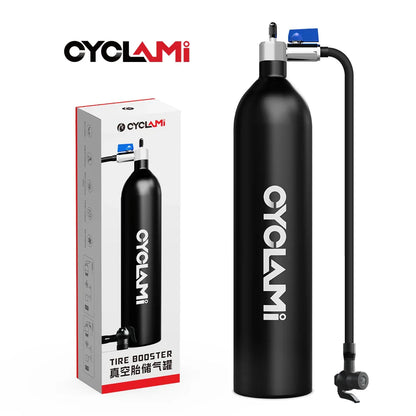 CYCLAMI 1.2L Aluminum Tire Booster – MTB & Road Bike Tubeless Inflator Air Bottle with Valve Cylinder