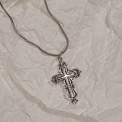 Y2K Cross Love Pendant Necklace - Sweet Cool Girl Personalized Jewelry for Everyday Wear