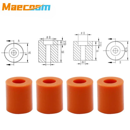 3D Printer Hot Bed Leveling Silicone Spacer Set – High Temperature Solid Column Parts Kit (3 Long + 1 Short) for CR-10/CR-10S/Ender-3 Repair & Upgrade Accessories
