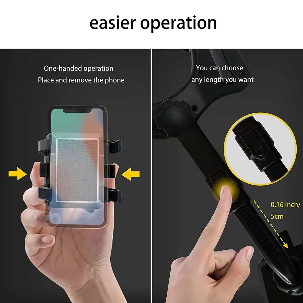 360° Adjustable Car Rearview Mirror Phone Holder - Retractable GPS Mount Clip for Mobile Devices