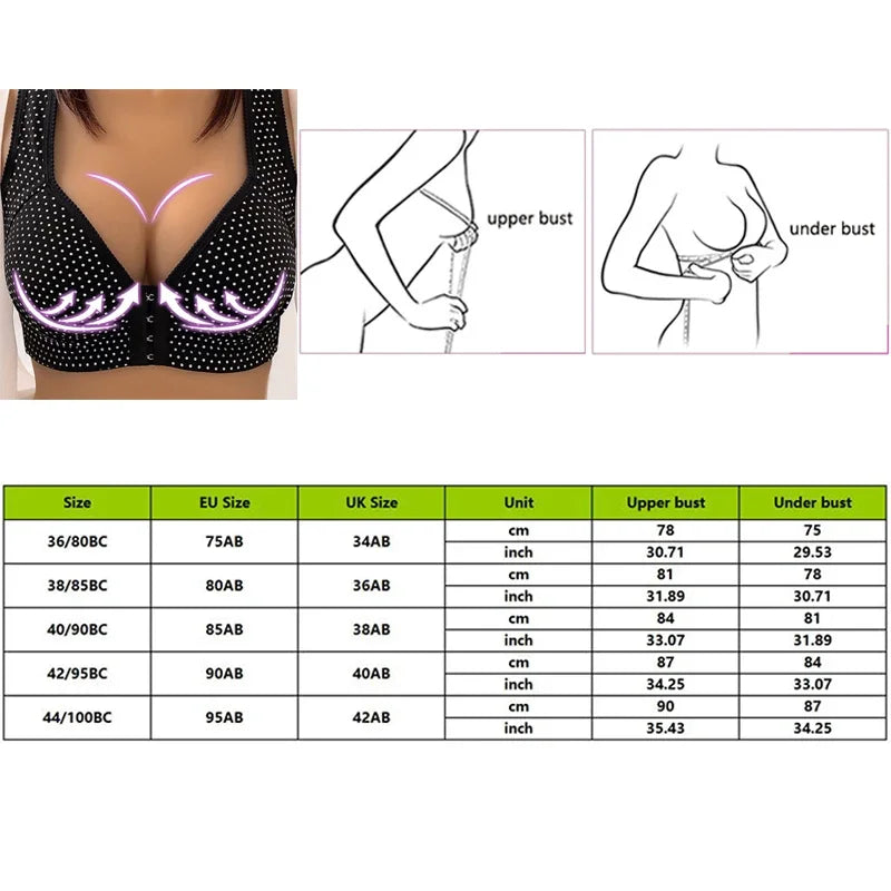 CXZD Wireless Push Up Bra - Full Coverage Front Closure Support Bra for Women with Large Bust