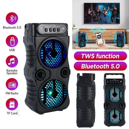 Portable Wireless Speaker - Dual 3-Inch Stereo Bass Subwoofer for Parties, Karaoke & Outdoor Music