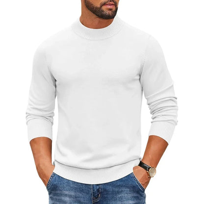 Men's Mock Turtleneck Ribbed Sweater - Heavyweight Slim Fit Warm Knit Pullover Casual Streetwear Top