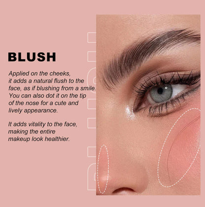YOUNG VISION Air Cushion Powder Blusher – High Gloss Stick, 6 Color Options for Liquid Rouge Makeup