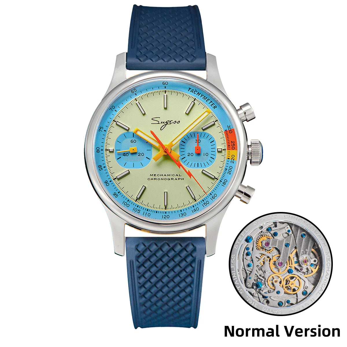 Sugess Pilot Watch – Seagull Movement Mechanical Chronograph, Swan-Neck, Sapphire Crystal, Military Racing 1963 Limited Edition