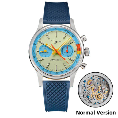 Sugess Men's Chronograph Mechanical Watch – Seagull ST19 Swan Neck Movement with Sapphire Crystal Racing V2