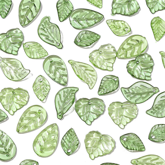 100pcs Mini Acrylic Tree Leaf Beads - Small Loose Beads for DIY Handmade Necklaces, Earrings & Jewelry