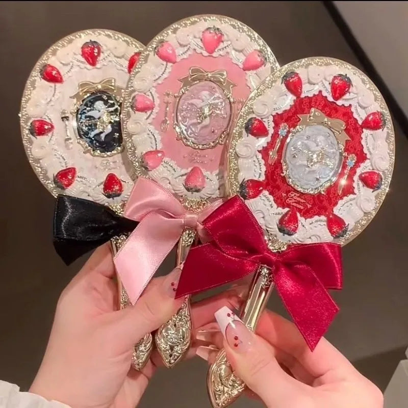Flower Knows Angel Series Handheld Mirror – White, Black & Pink Compact Mirror