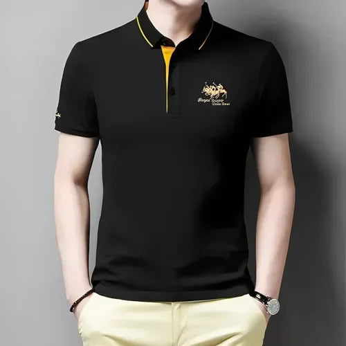 Custom Men's Embroidered Polo Shirt - Short Sleeve Casual Summer Fashion Top