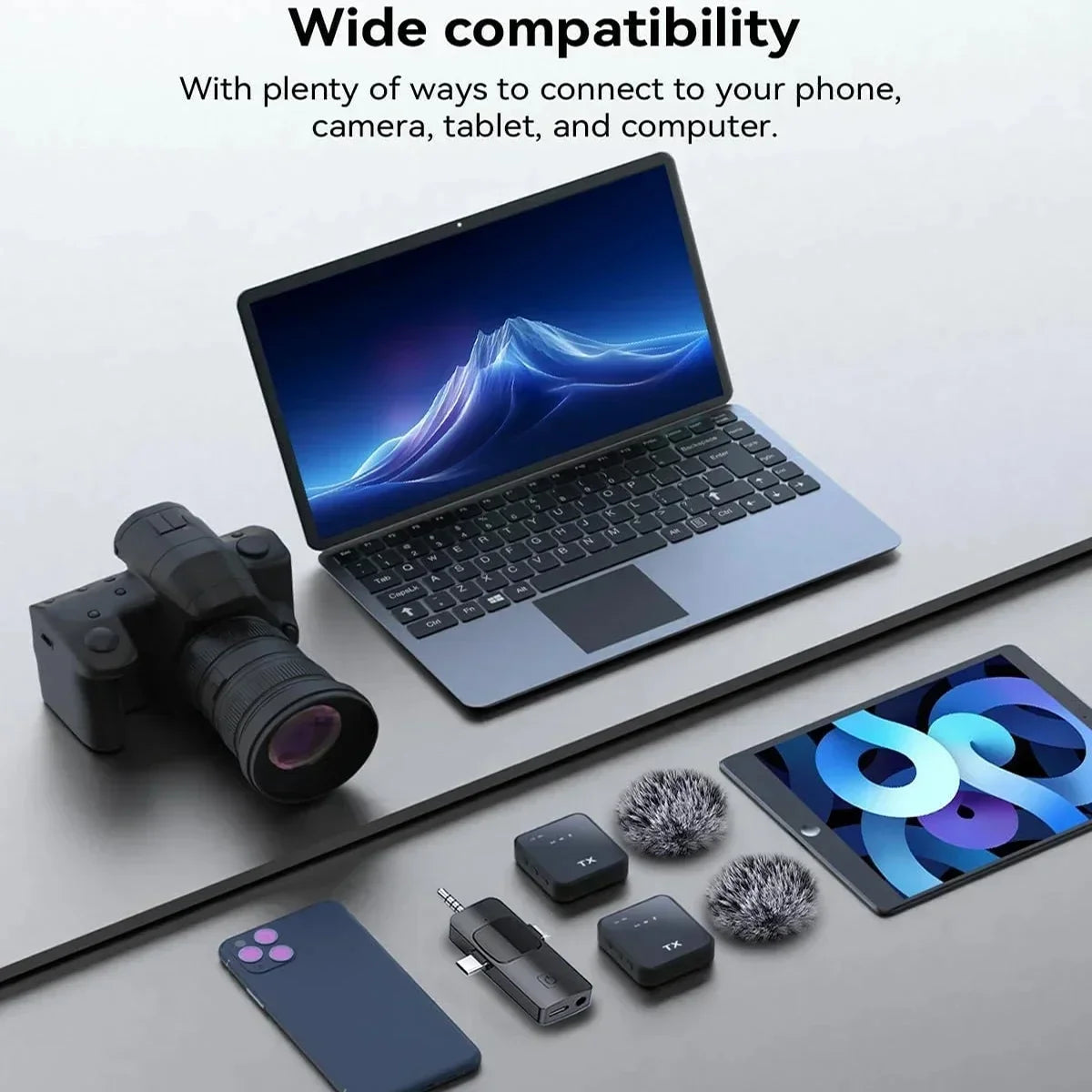Wireless Lavalier Microphone - Noise Reduction Clip Mic for iPhone Android Camera Video Recording & Podcasting