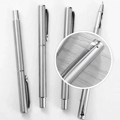 Luxury Metal Fountain Pen - Curved Nib 0.38/0.8/1.3mm Student Writing, Art, Signature & Office Stationery Pen