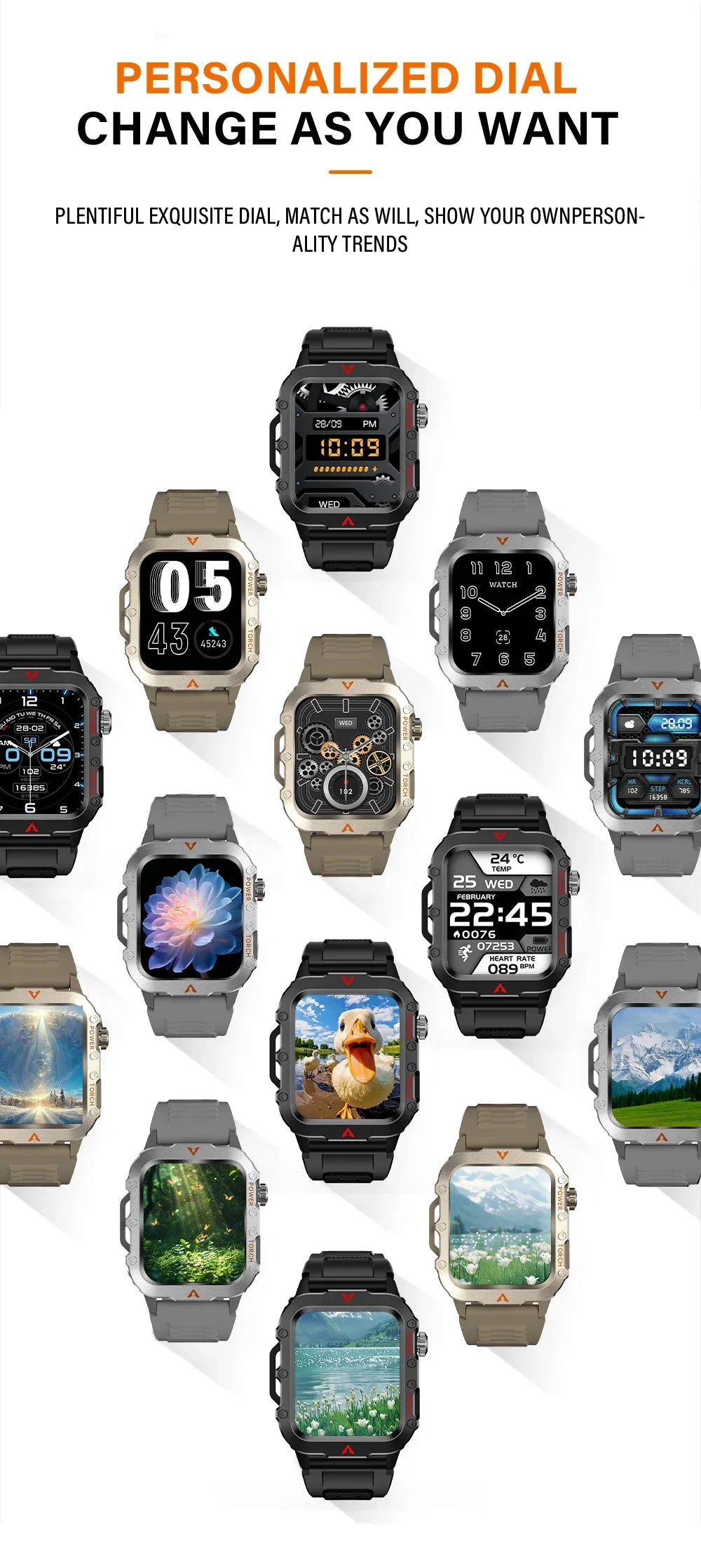 LAXASFIT Men’s Sports Smart Watch – 1.71" Screen, Blood Oxygen, Bluetooth Call, LED Flashlight, Multi-Sport Outdoor Watch