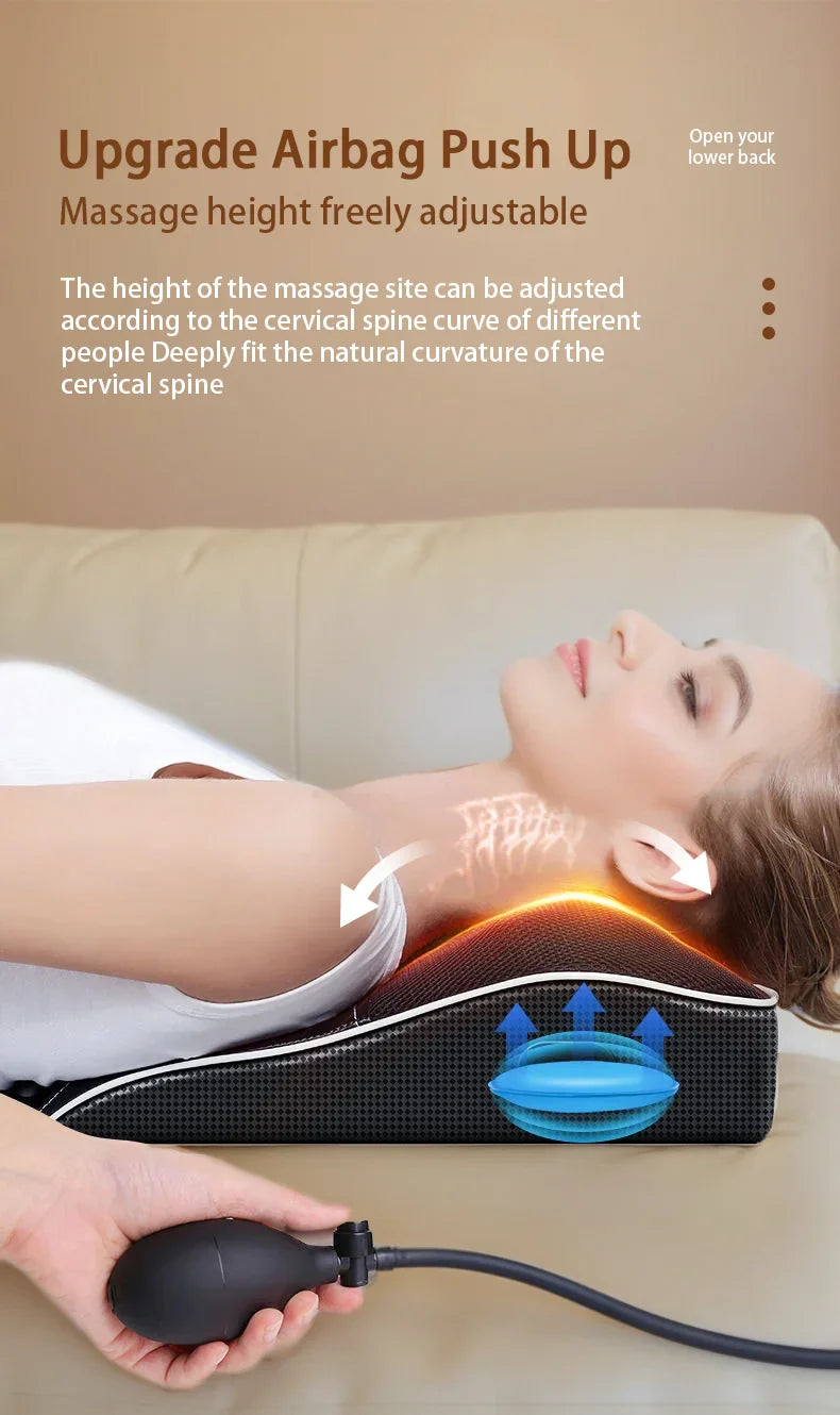 Manufacturer Direct Electric Shiatsu Neck & Head Massager Pillow with Heating and Vibration – Cervical Traction Car Back Massager