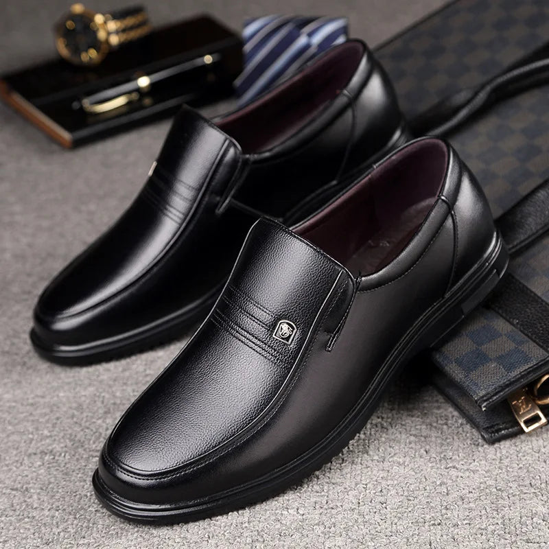 Men’s Genuine Leather Handmade Loafers - Soft Breathable Slip-On Business Casual Shoes