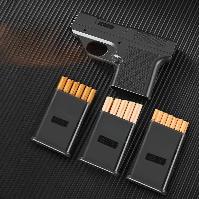 2026 Clip Gun Type Butane Lighter - Windproof Jet Blue Flame Cigarette Holder Gift for Men (No Gas Included)