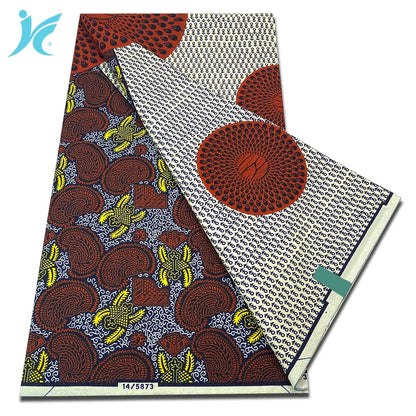 Classic African Wax Fabric - 100% Cotton Soft Ankara Pagne for Women's Dresses