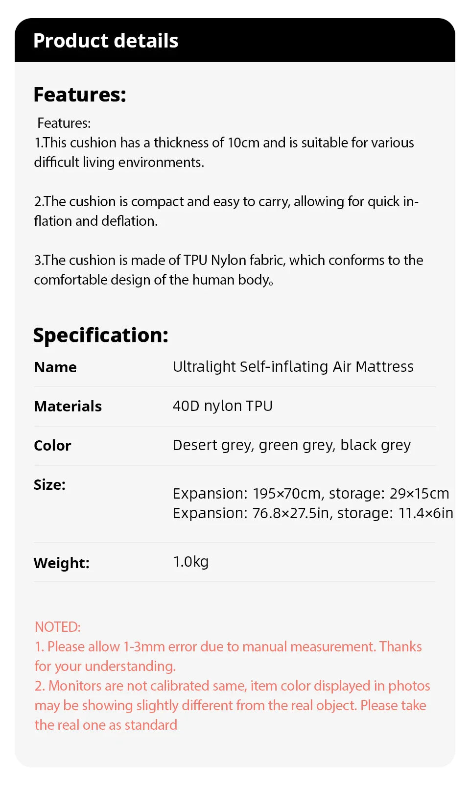 Ultralight Self-Inflating Air Mattress - Thick Splicing Sleeping Pad for Beach, Picnic, and Camping Tent