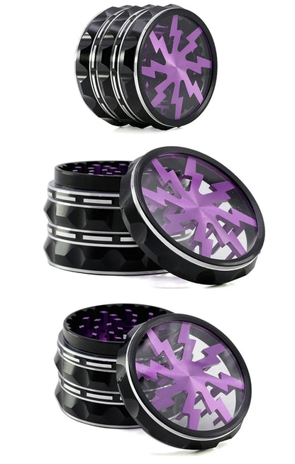 60mm 4-Part Aluminum Herb Grinder – Metal Spice Mill with Transparent Skylight for Tobacco & Smoking Accessories