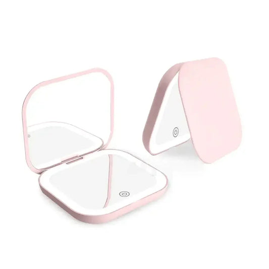 LED Lighted Compact Makeup Mirror - 1X/2X Magnifying Folding Pocket Travel Mirror for Purse & Gift