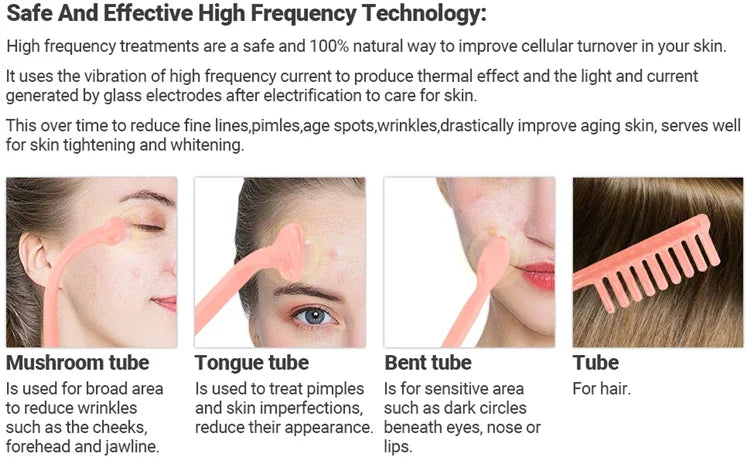 4-in-1 Handheld Electric Facial Therapy Wand – High Frequency Skin Beauty Tool for Acne Treatment and Skin Care
