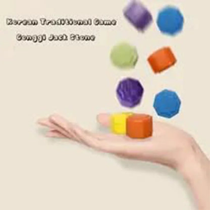 6pcs Classic Gonggi Stone Game Set - Nostalgic Desktop Party Toy for Kids, Students & Family Play